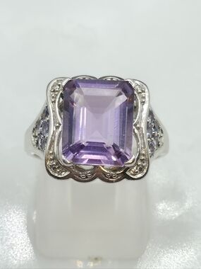 NWOT Art Deco Designer Signed Amethyst And Tanzanite Ring